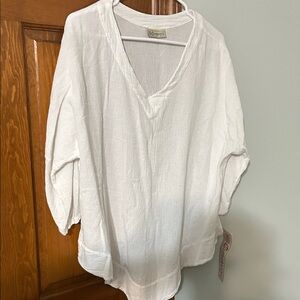 White V-Neck Women's 
Top by Cottonways 3X 100% cotton gauze pre- shrunk nwt